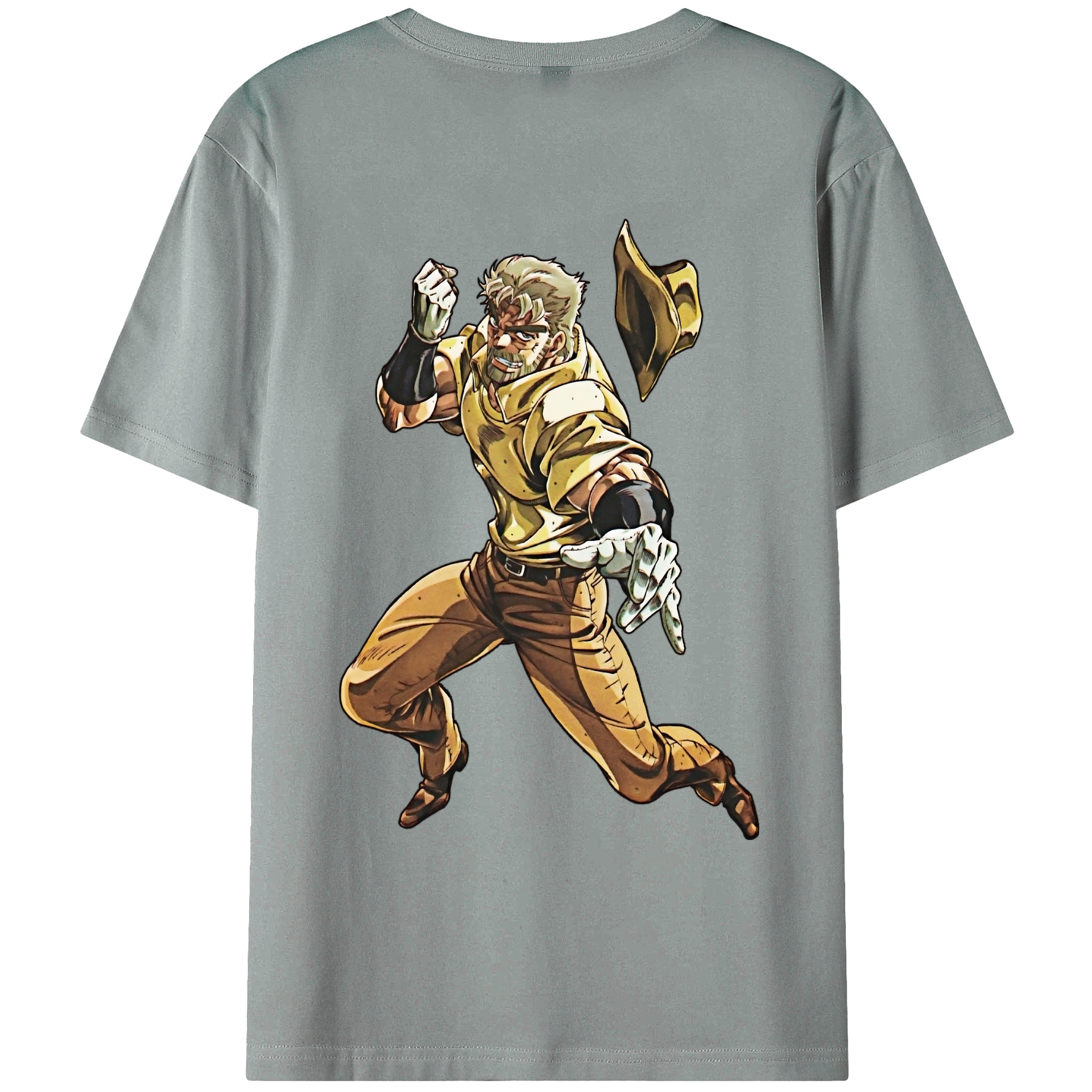 （画像用） ジョジョの奇妙な冒険 ジョセフ?ジョースター JoJo's Bizarre Adventure Joseph Joestar 綿100％ メンズ半袖Tシャツ（バックプリント） 通気性